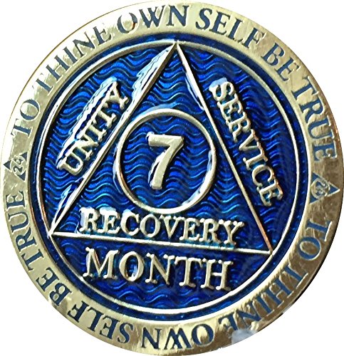 7 Month Aa Medallion Reflex Blue Gold Plated Chip