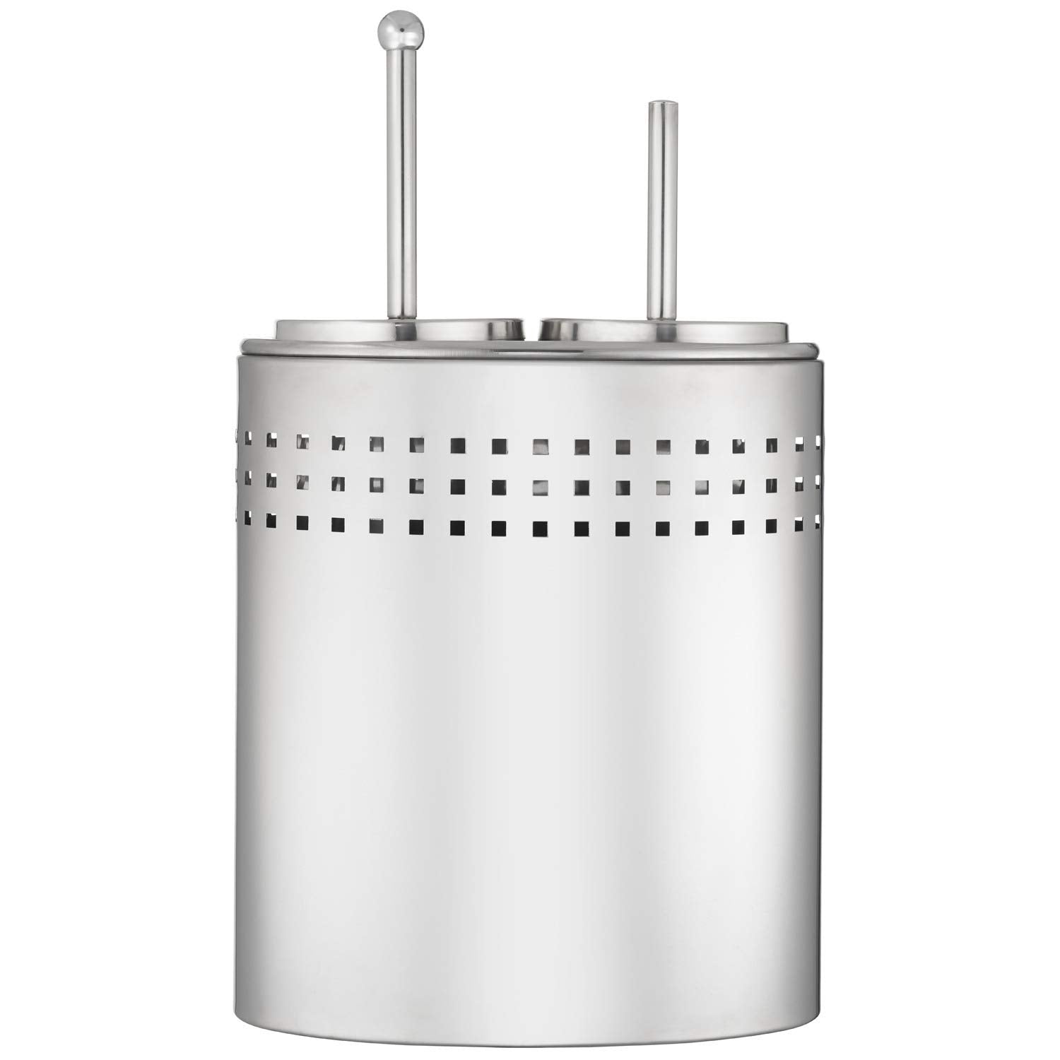 Blue Donuts Toilet Brush and Plunger Set with Holder, Modern Chrome Bathroom Accessories Toilet Plunger and Toilet Bowl Brush Co