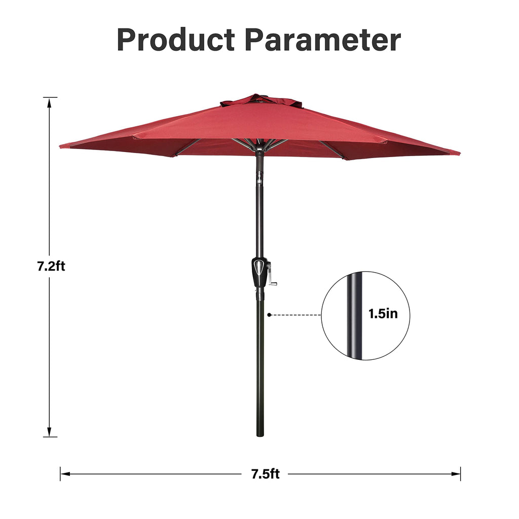 Simple Deluxe 2 Pack 7.5' Patio Umbrella Outdoor Table Market Yard Umbrella With 6 Sturdy Ribs For Backyard, Pool, Garden, Deck, Red