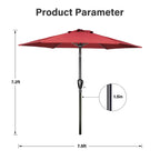 Simple Deluxe 2 Pack 7.5' Patio Umbrella Outdoor Table Market Yard Umbrella With 6 Sturdy Ribs For Backyard, Pool, Garden, Deck, Red