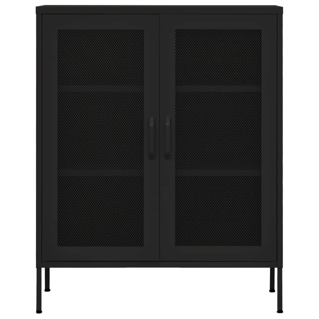 SKM Storage Cabinet Black 31.5&quot;x13.8&quot;x40&quot; Steel