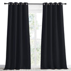 Nicetown Halloween Black Blackout Long Curtain 96 Inch Length, W55 X L96 Inch, 8 Grommets Top, 1 Piece, Thermal Insulated Modern