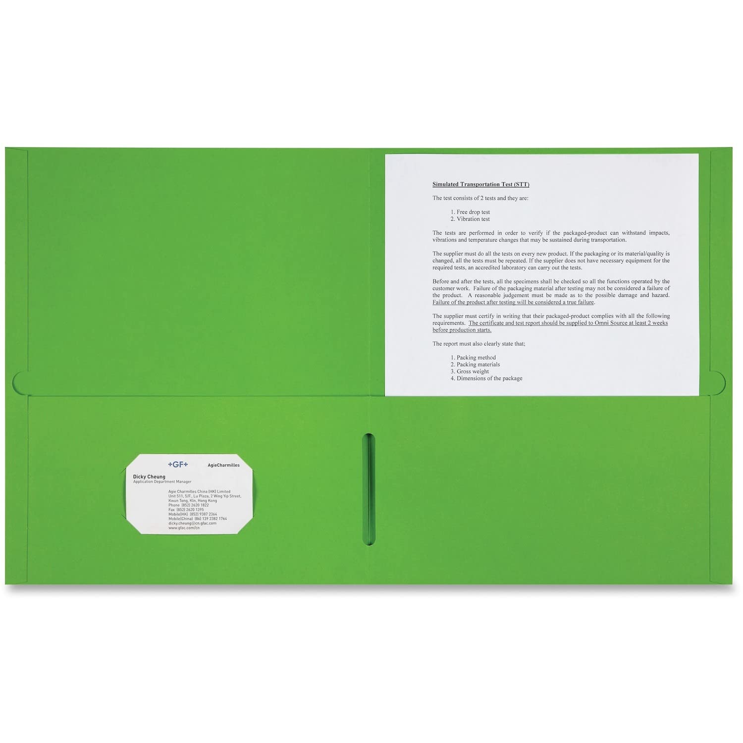 Sparco 78552 2-Pocket Portfolio, 25/Bx, Apple Green
