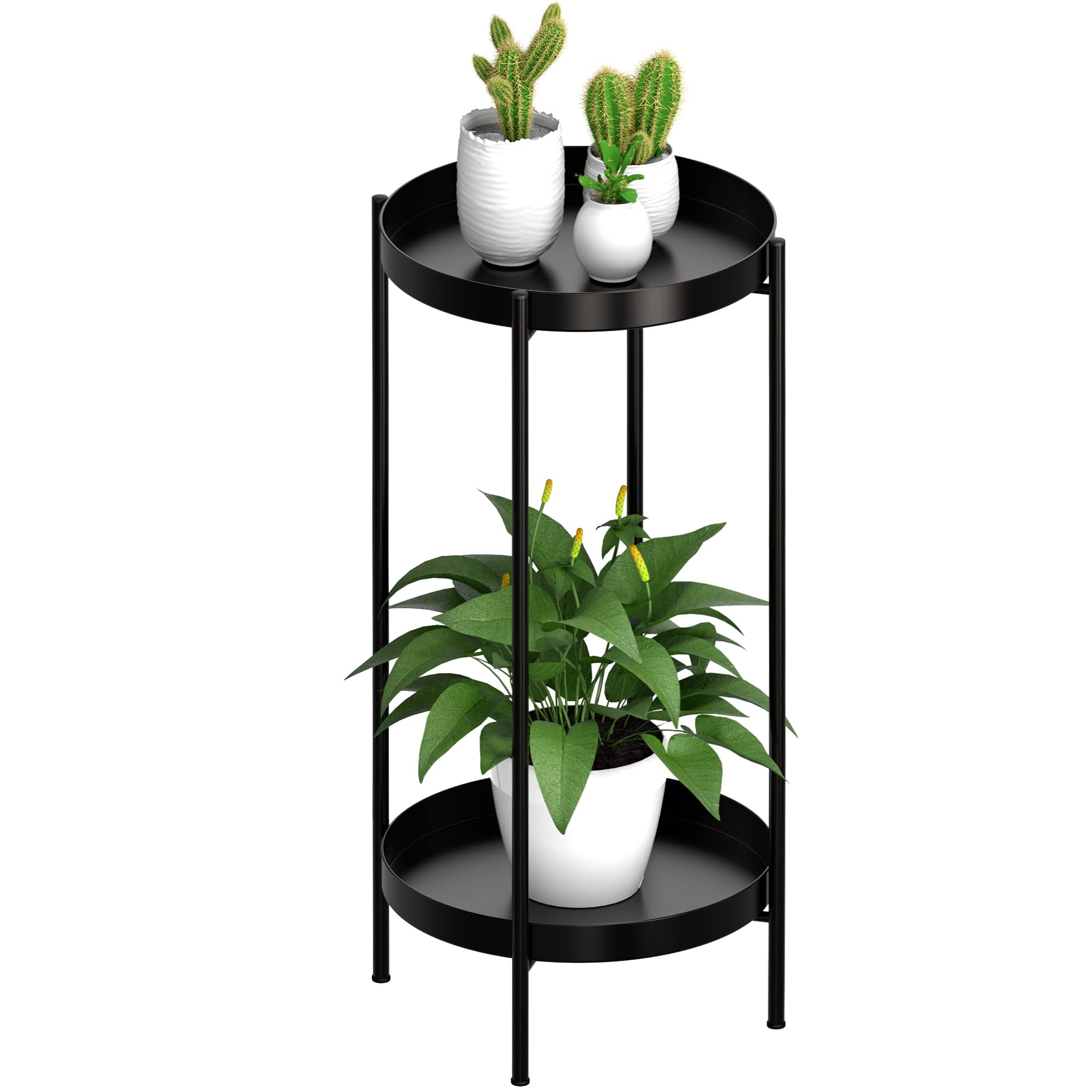 Ovicar Plant Stand Indoor Outdoor - Flower Pot Holder Metal Plant Rack Organizer , 2 Tiers Tall Planter Display Storage Shelf Fo