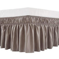 Meila Wrap Around Bed Skirt Three Fabric Sides Elastic Dust Ruffled 18 Inch Tailored Drop,Easy To Install Fade Resistant-Taupe,