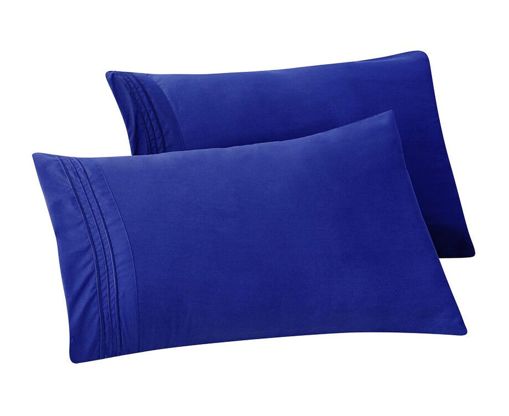 Elegant Comfort Solid Pillowcases 1500 Thread Count Egyptian Quality - Easy Care, Smooth Weave, Wrinkle And Stain Resistant, Easy Slip-On, 2-Piece Set, King Pillowcase, Royal Blue