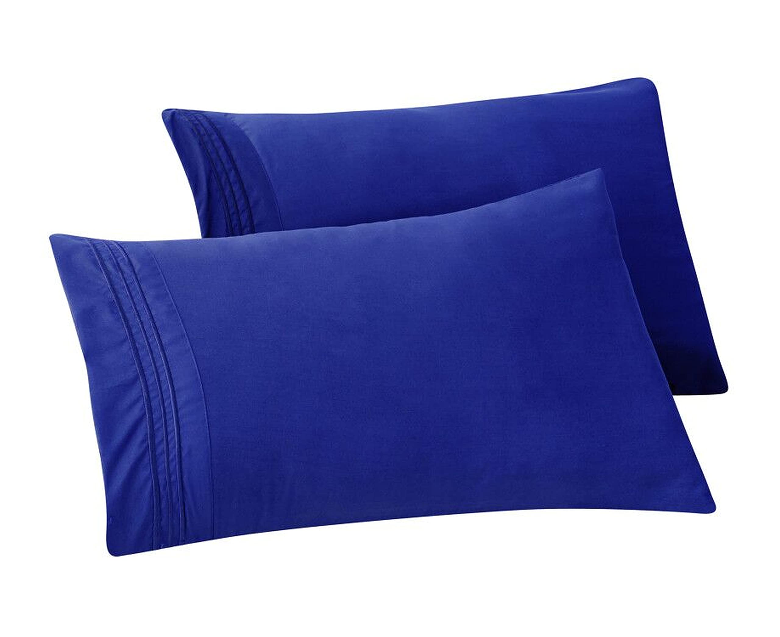 Elegant Comfort Solid Pillowcases 1500 Thread Count Egyptian Quality - Easy Care, Smooth Weave, Wrinkle And Stain Resistant, Easy Slip-On, 2-Piece Set, King Pillowcase, Royal Blue