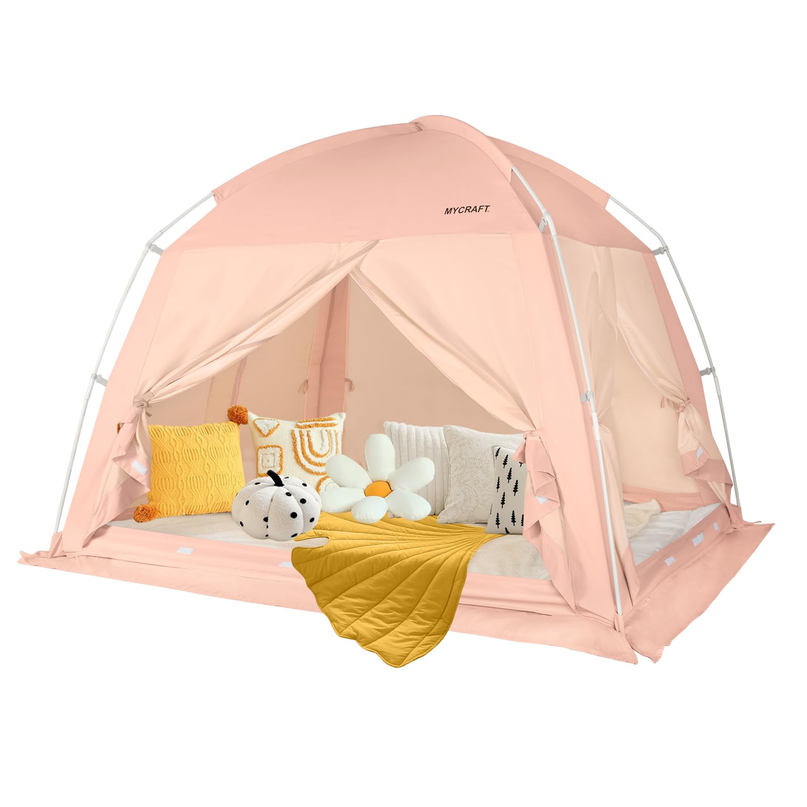 Twin Size Bed Tents Canopy Bed-Privacy Dream Tent For Cozy Indoor Sleeping, Light-Reducing,And Breathable, With 4 Doors Floor Te