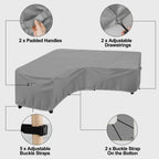 Outdoorlines Waterproof Outdoor Patio Sectional Cover - Uv Resistant & Windproof V-Shaped Patio Furniture Covers For Deck, Lawn And Backyard, 420D Heavy Duty Couch Cover 100' L (On Each Side) Gray