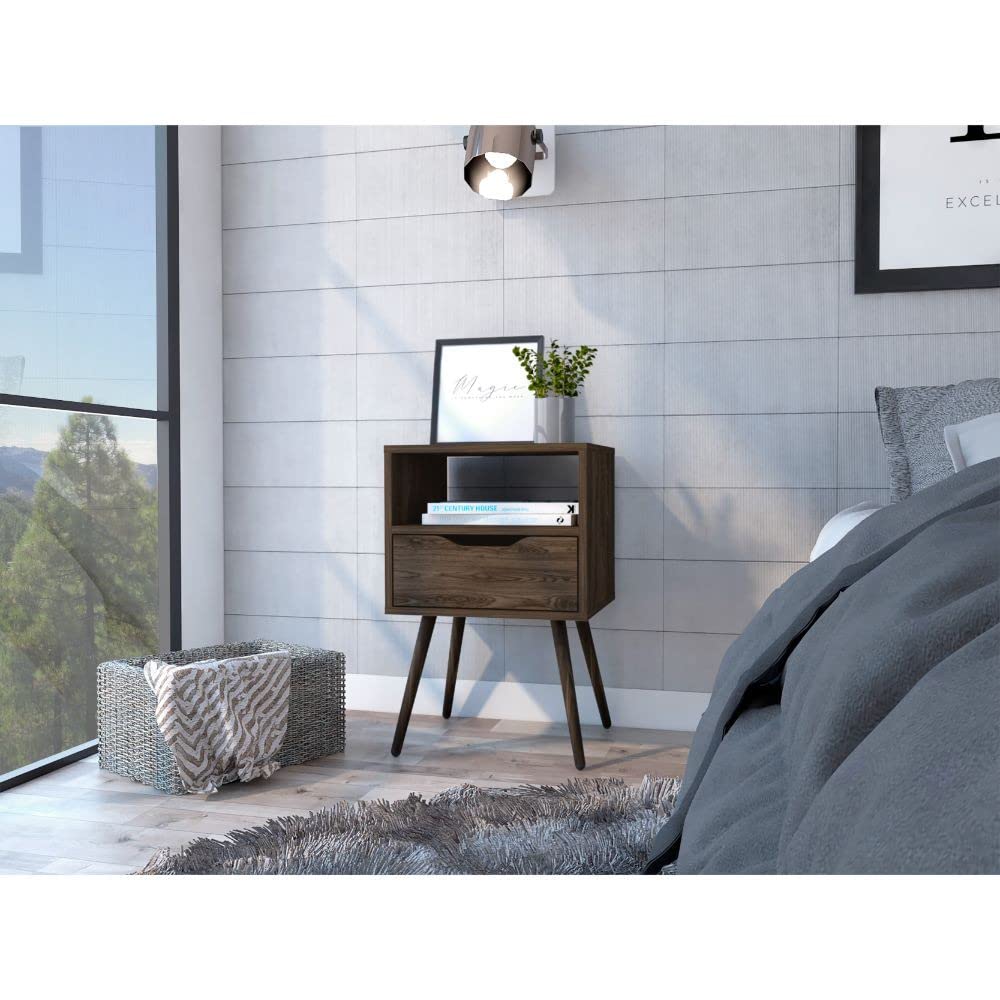 HomeRoots Modern Dark Walnut Bedroom Nightstand