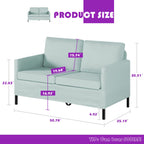 Tyboatle 51' W Linen Fabric Upholstered Modern Loveseat Sofa Couch For Living Room, Love Seats 2-Seater Furniture W/Iron Legs For Compact Space, Apartment, Bedroom, Dorm, Office, Aqua Blue