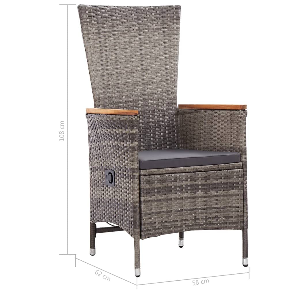 vidaXL 5-Piece Patio Dining Set - Solid Acacia Wood - Weather-Resistant PE Rattan Chairs with Cushions - Outdoor Furniture for Yard, Garden or Balcony - Easy Assembly and Maintenance - Gray