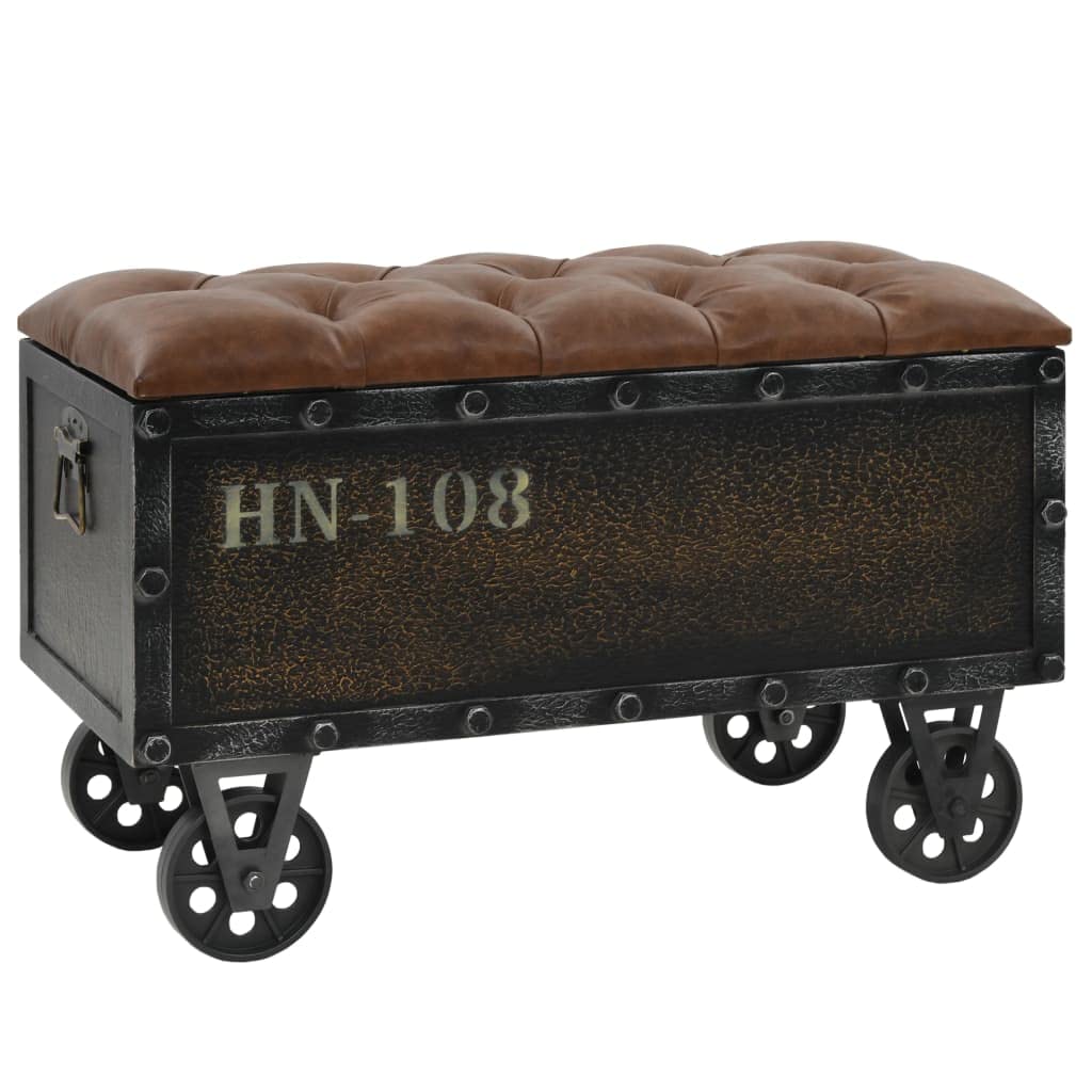 Solid Fir Wood Storage Bench with Castors - Thumbnail 3