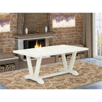 East West Furniture V-Style 40X72 In Dining Table With Wirebrushed Linen White Leg And Linen White Top Finish