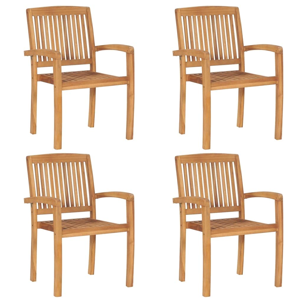 vidaXL Solid Wood Teak Patio Dining Set 5 Piece Garden Outdoor Terrace Balcony Dining Dinner Dinette Table and Chair Seat Seating Furniture