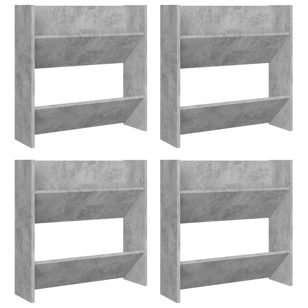 Vidaxl Wall Shoe Cabinets 4 Pcs Concrete Gray 23.6&quot;X7.1&quot;X23.6&quot; Engineered Wood