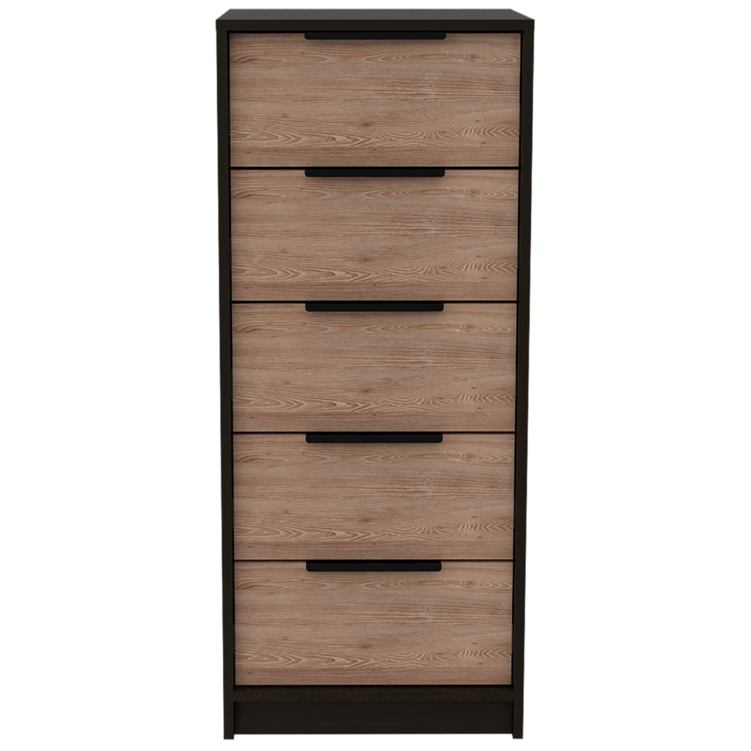 Egeo Space Saver Vertical Dresser with Five Drawers - Black/Light Oak