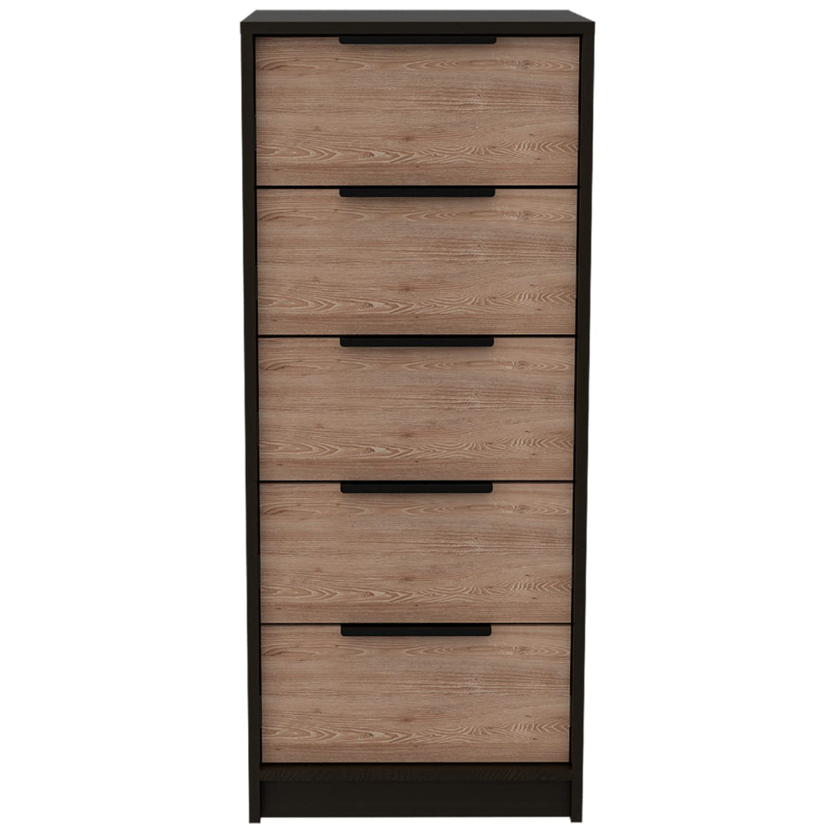 Egeo Space Saver Vertical Dresser with Five Drawers - Black/Light Oak