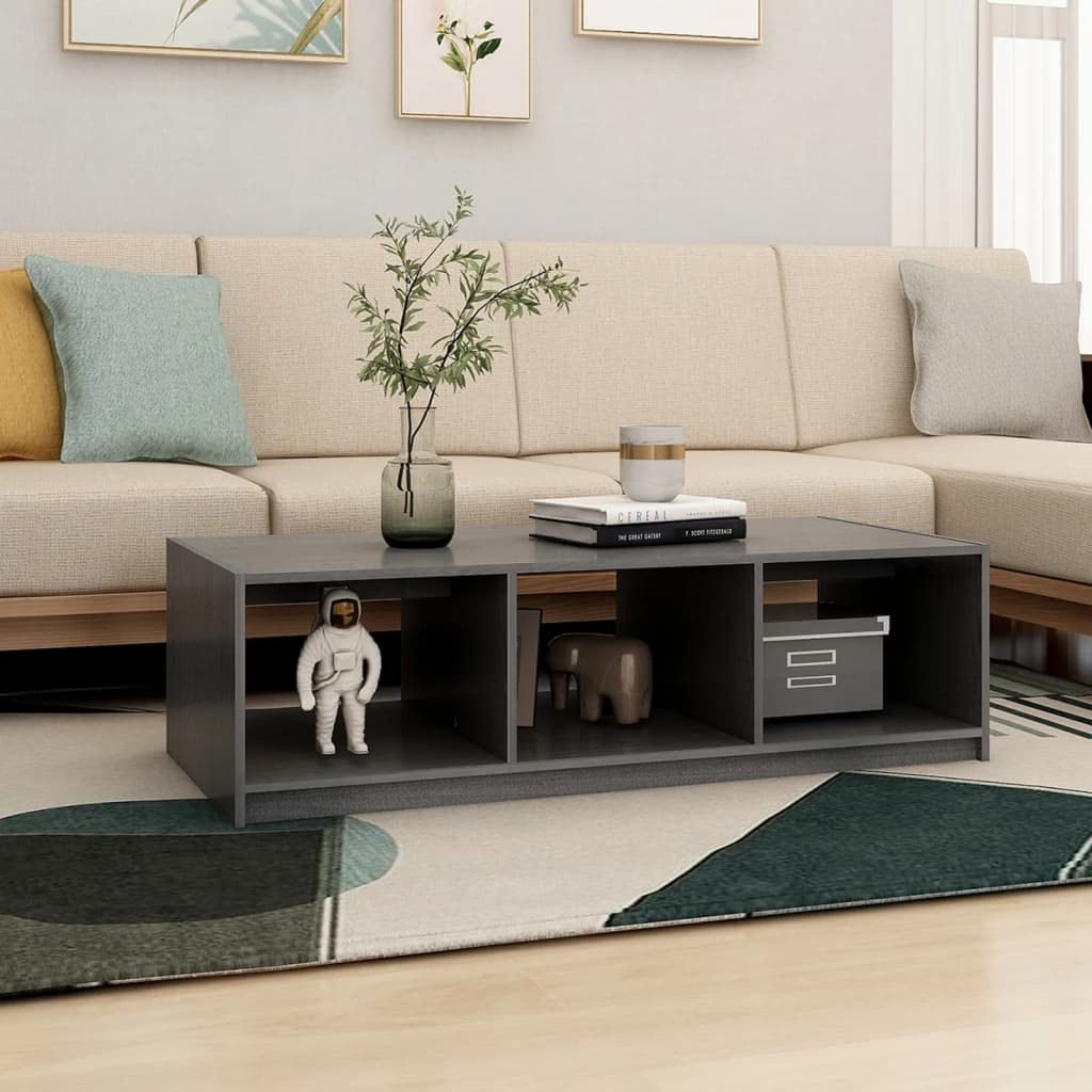 vidaXL Coffee Table Gray 43.3"x19.7"x13.4" Solid Pinewood