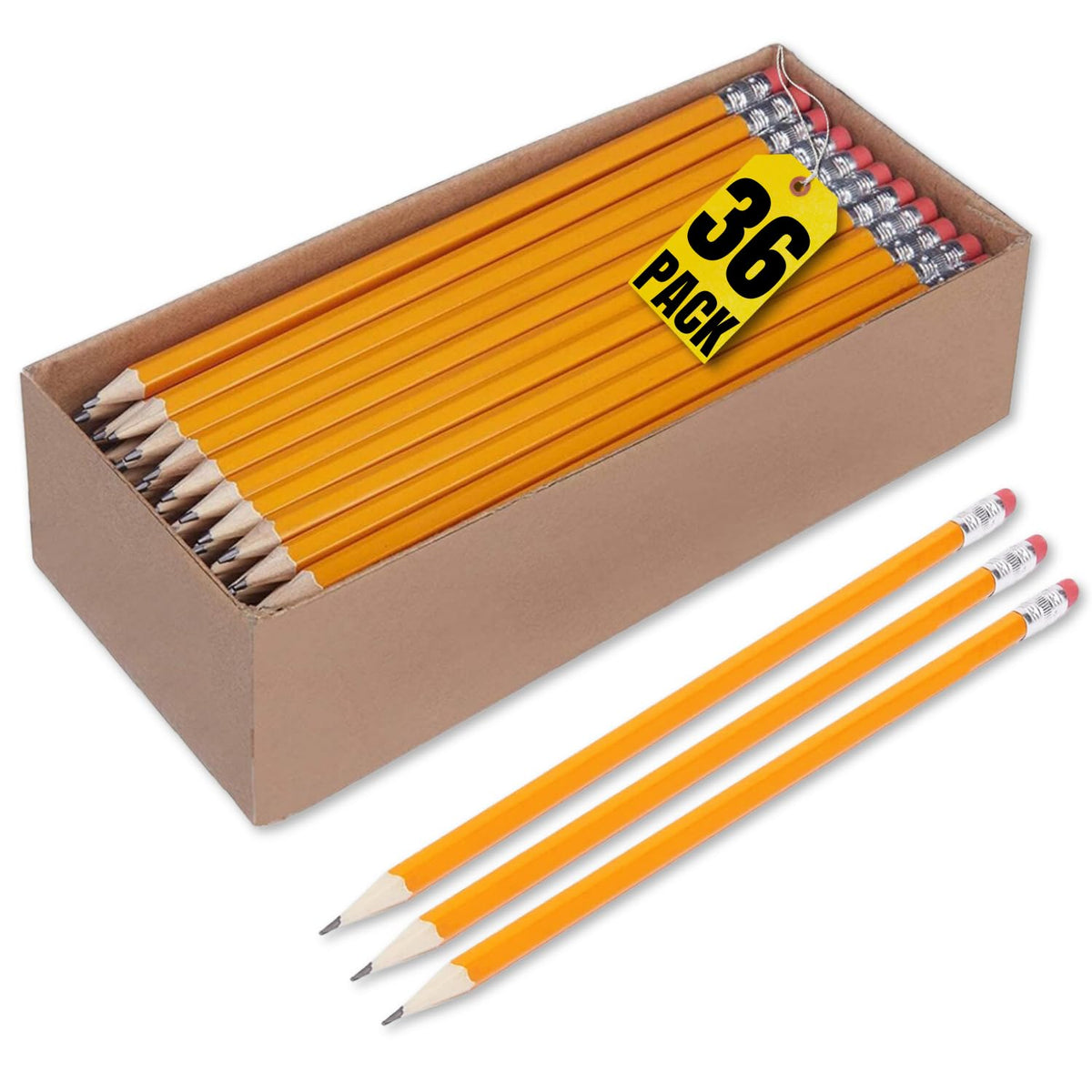 1Intheoffice #2 Wooden Pencil, Woodcase Pencils Hb (#2), Black Lead, Yellow Barrel - 36/Pack (36)