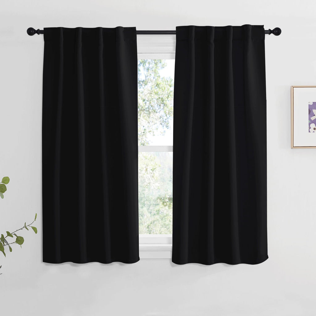 NICETOWN Halloween Blackout Curtains Window Panel Drapes - (Black Color) W34 x L54, Double Panels, Home Decoration Light Blockin