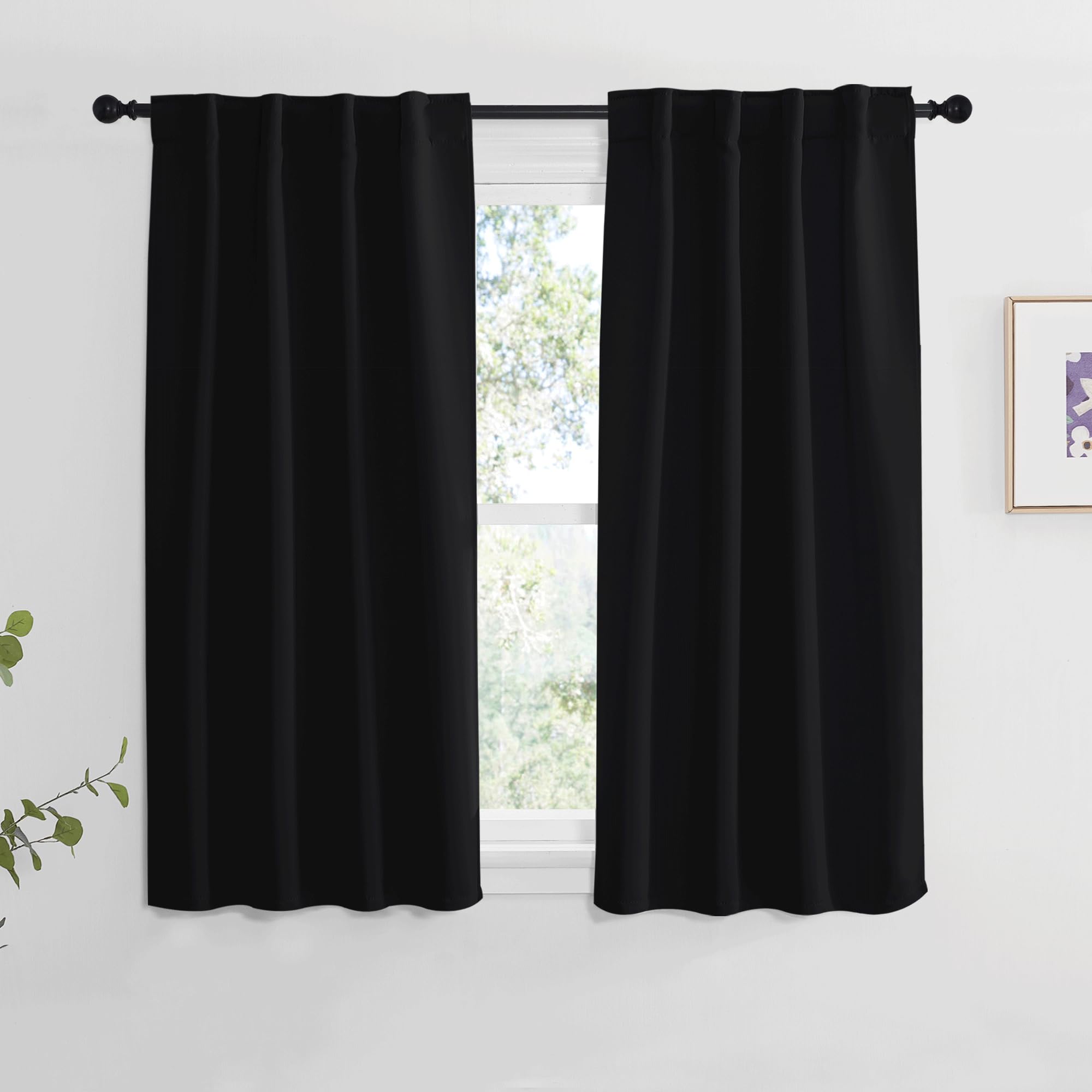 NICETOWN Halloween Blackout Curtains Window Panel Drapes - (Black Color) W34 x L54, Double Panels, Home Decoration Light Blockin