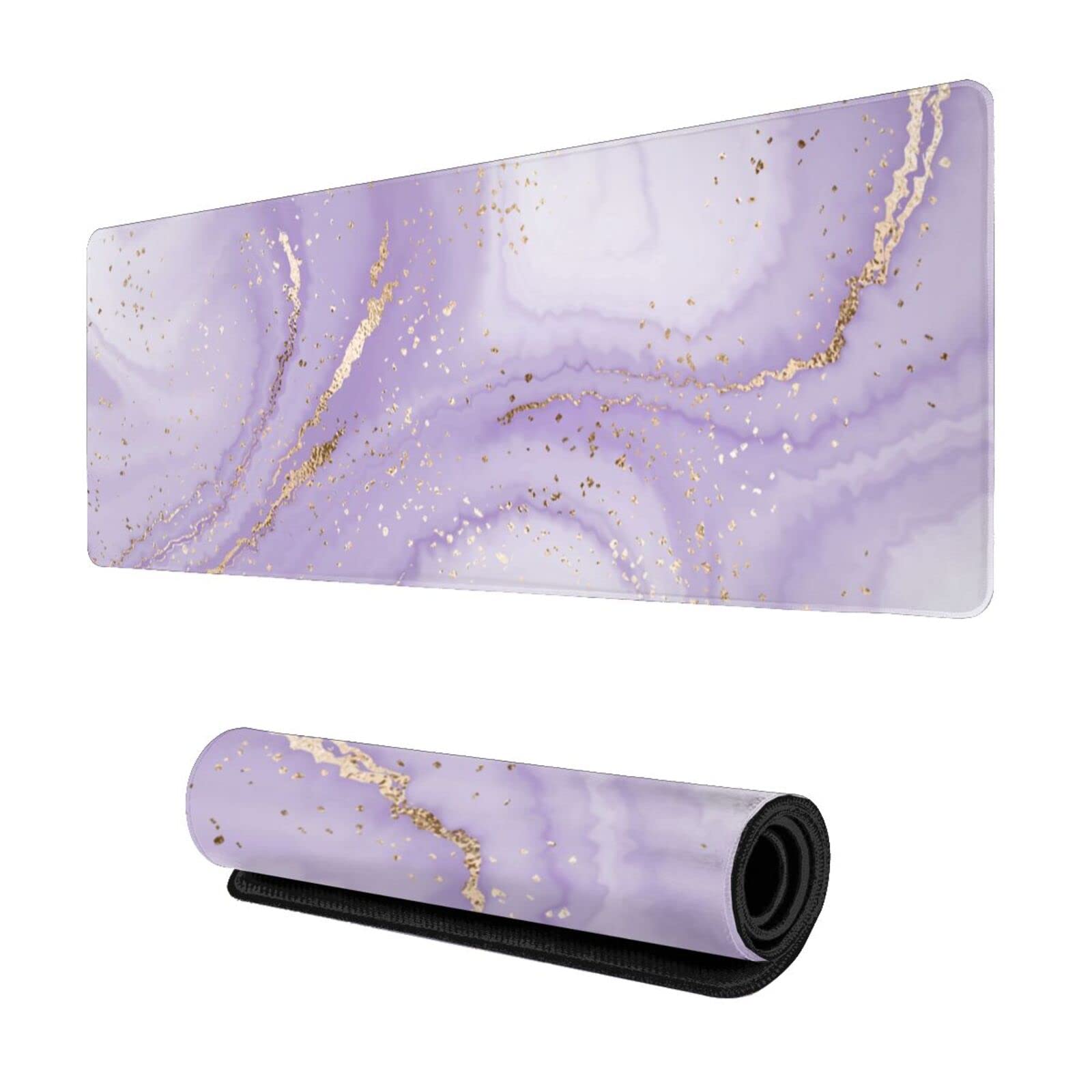 Purple Gold Marble Mouse Pad Gaming Xl Large Mousepad Pretty Desk Mat For Women And Girls Long Extended Big Keyboard Pads Table