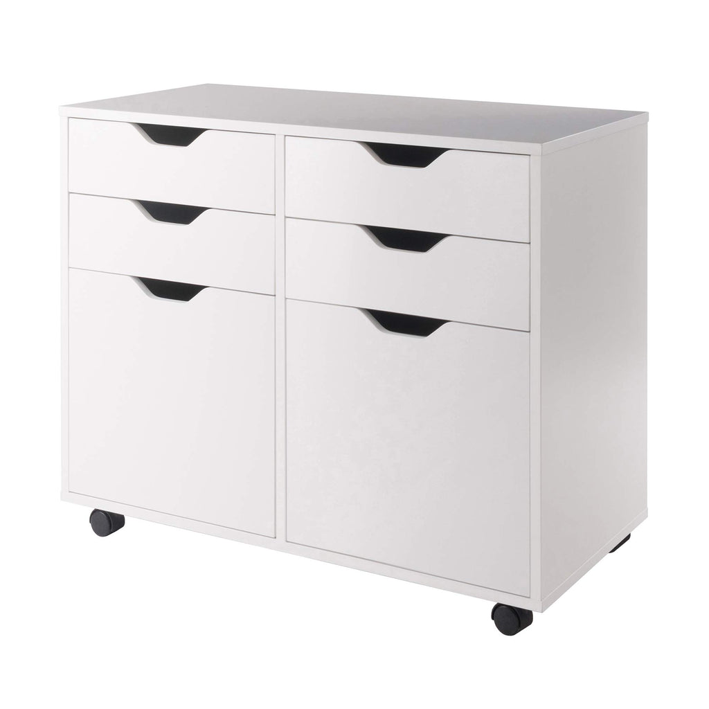 Winsome Halifax Storage Mobile Cabinets, 2 Doors, 4 Drawers, for Home Office, White