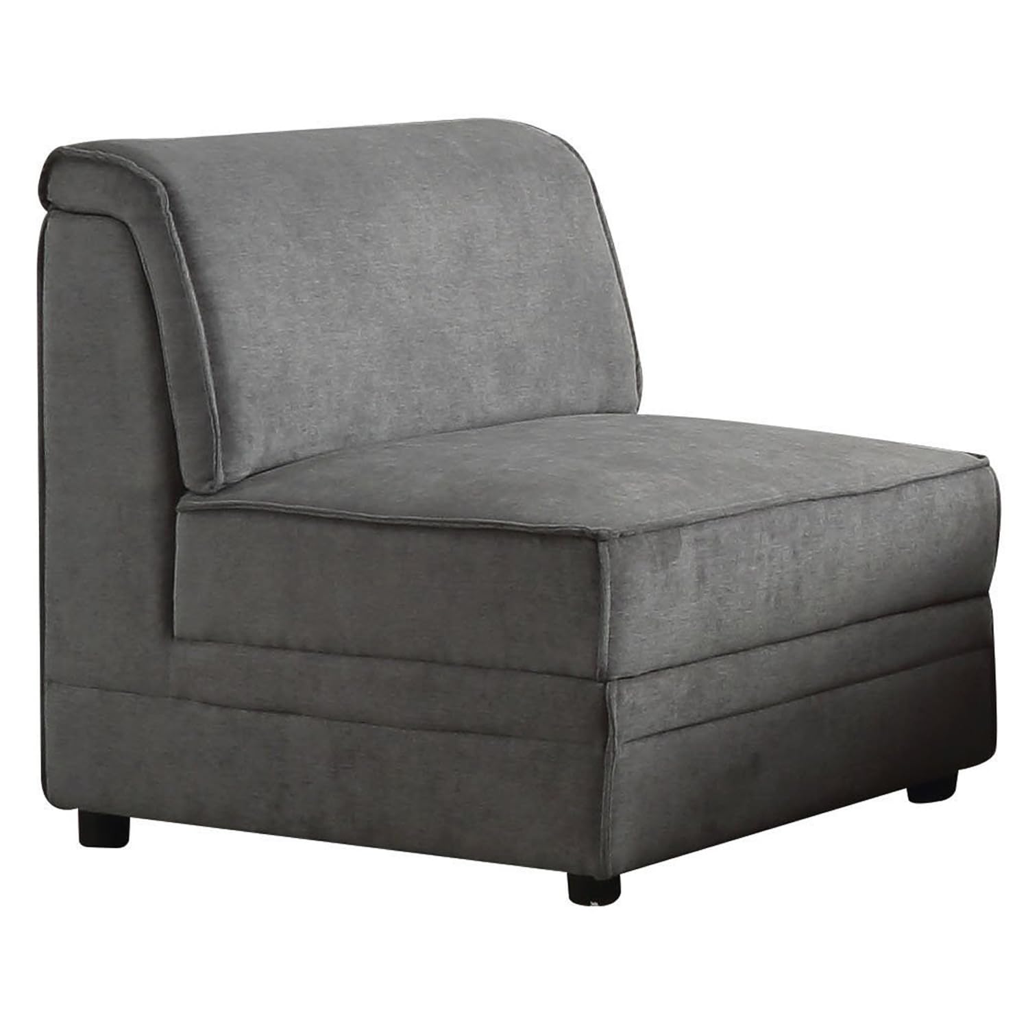 Benzara Bois Armless Chair, Gray Velvet