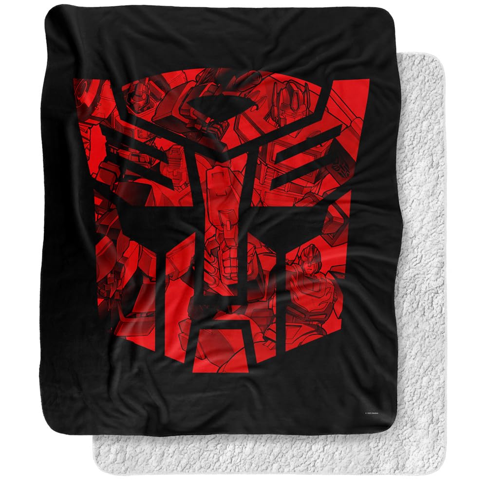 Transformers Tonal Autobot Silky Touch Sherpa Back Super Soft Throw Blanket