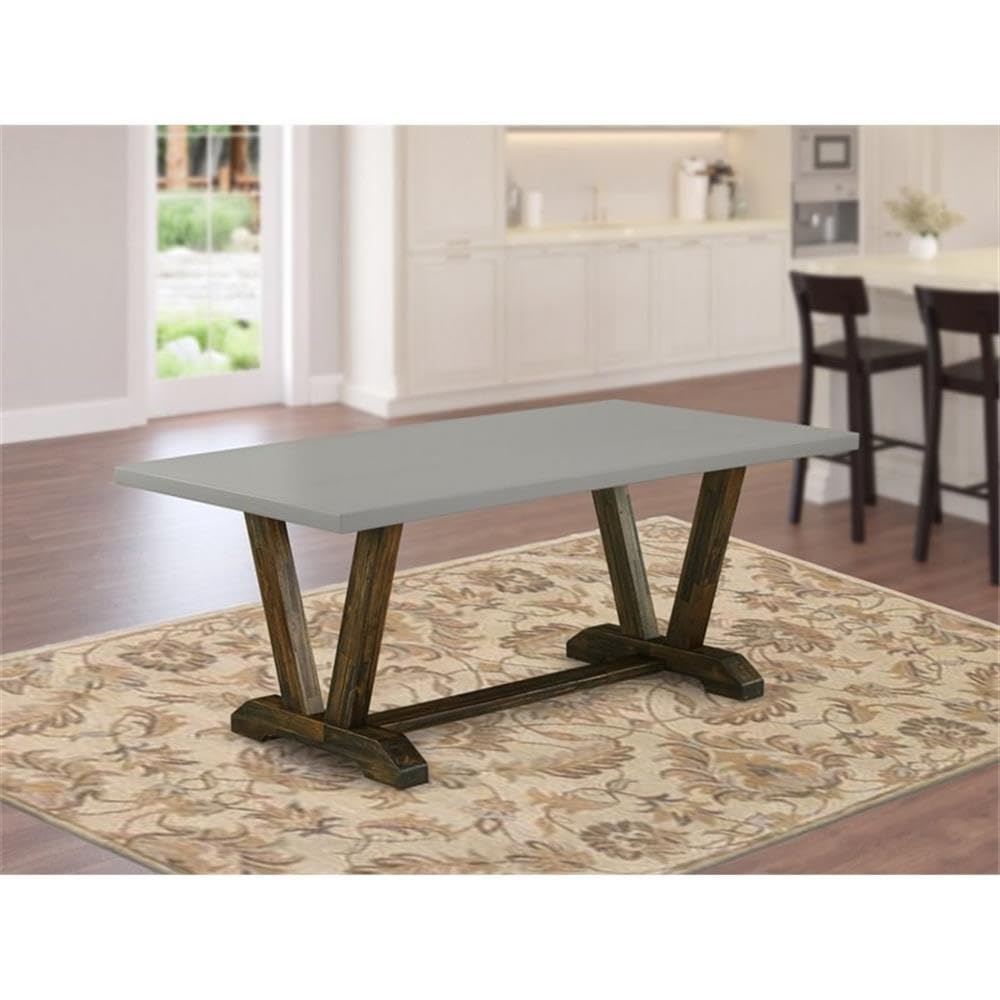 East West Furniture Vt797 V-Style Kitchen Table - A Rectangle Dining Table Top With Stylish Legs, 40X72 Inch, Multi-Color