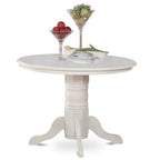 East West Furniture SHGR3-WHI-W 3 Piece Dining Room Table Set Contains a Round Kitchen Table with Pedestal and 2 Dining Chairs, 42x42 Inch, Linen White