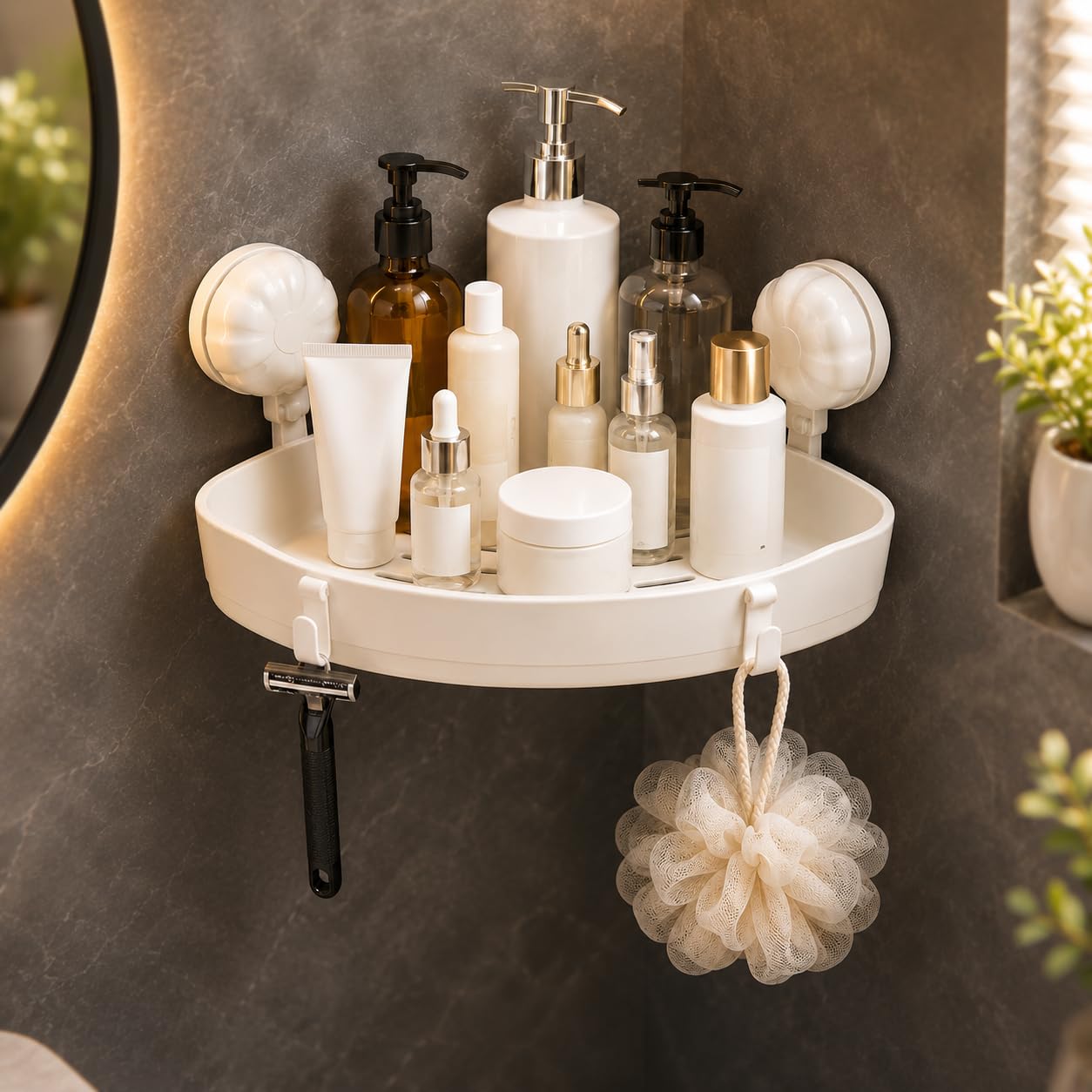 Bathroom Shelf For Wall Corner  Pack Of 1 Adhesive Rack Organiser For Bathroom Without Drill Soap Holder Heavy Duty Suction Cup
