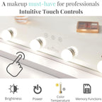Luxfurni Large Hollywood Vanity Mirror With Lights, 25' Lx21 W Lighted Makeup Mirror With 18 Dimmable Bulbs, Smart Touch Contro