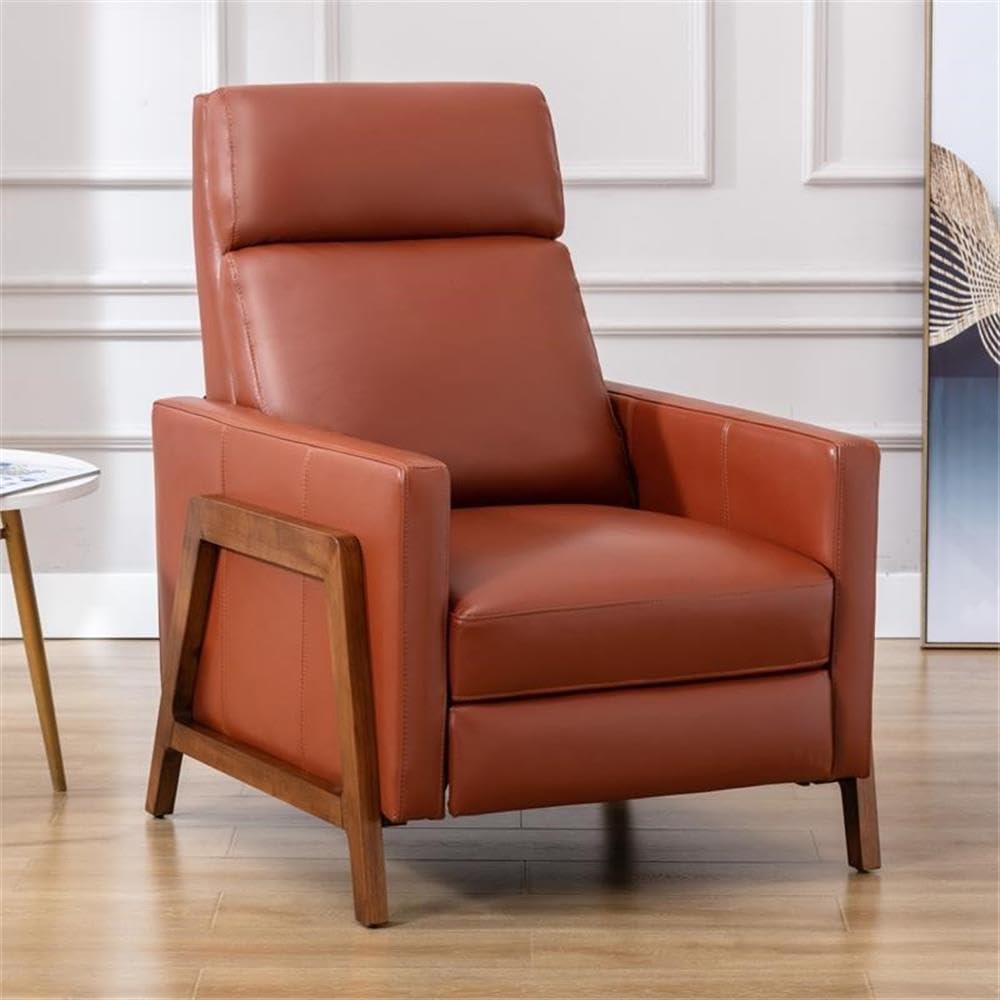 Comfort Pointe Reed Caramel Top Grain Leather Wood Frame Push Back Recliner