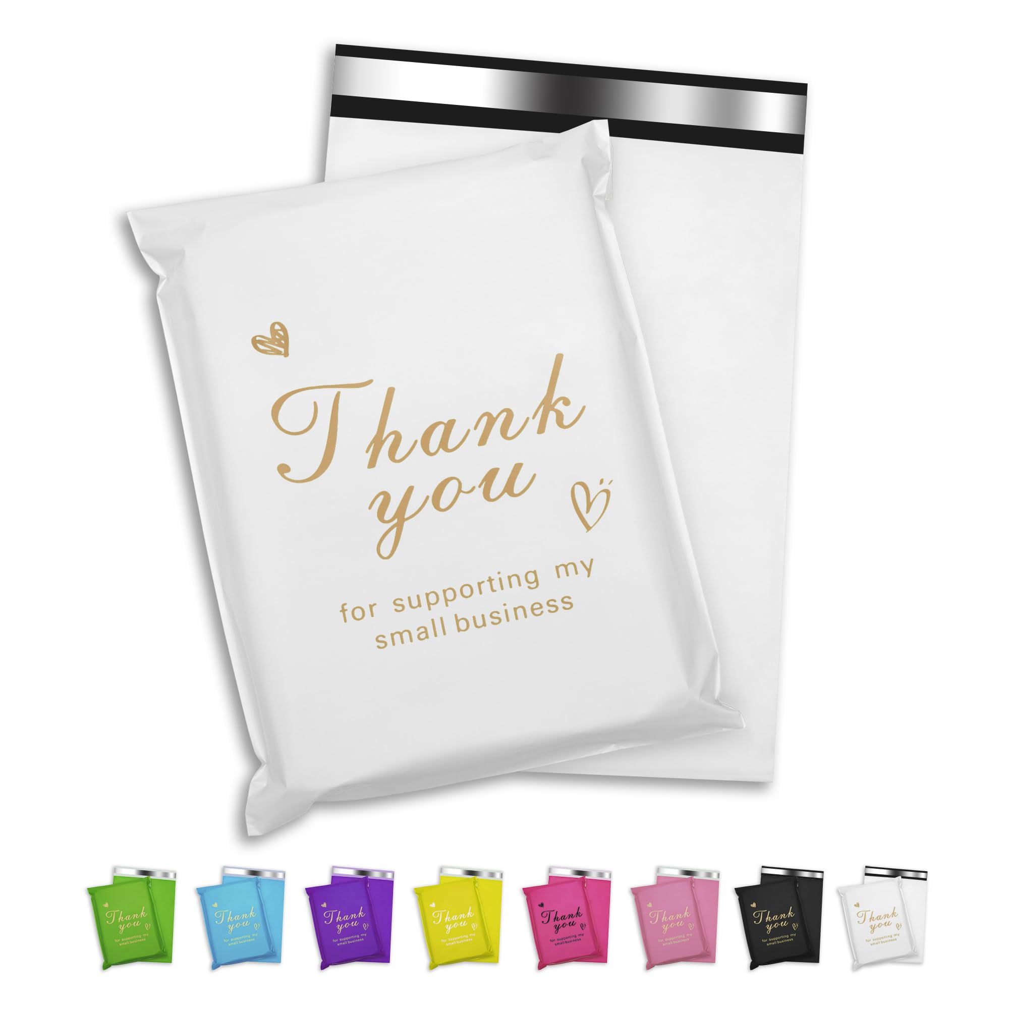 Jowlroel Thank You Poly Mailer 14.5X19 Inch 50 Pcs, Waterproof And Tear-Resistant Shipping Bags For Clothing, White Mailing Bags