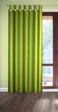 Tidy Cotton Striped Door Curtain, Standard, Green, Yellow, Pack of 1, Room Darkening