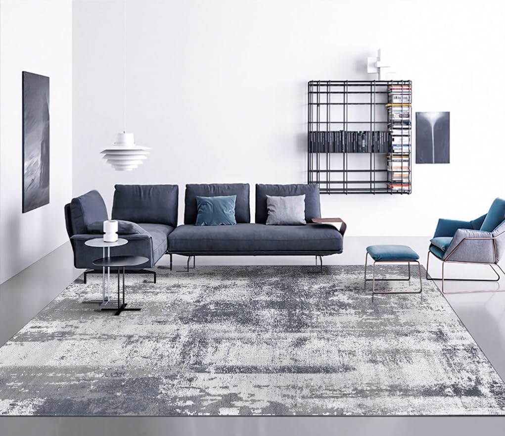 OMERAI Washable Rug 8'x10' Abstract Machine Washable Rugs Ultra-Thin Area Rugs for Living Room Non Slip Stain Resistant Modern L