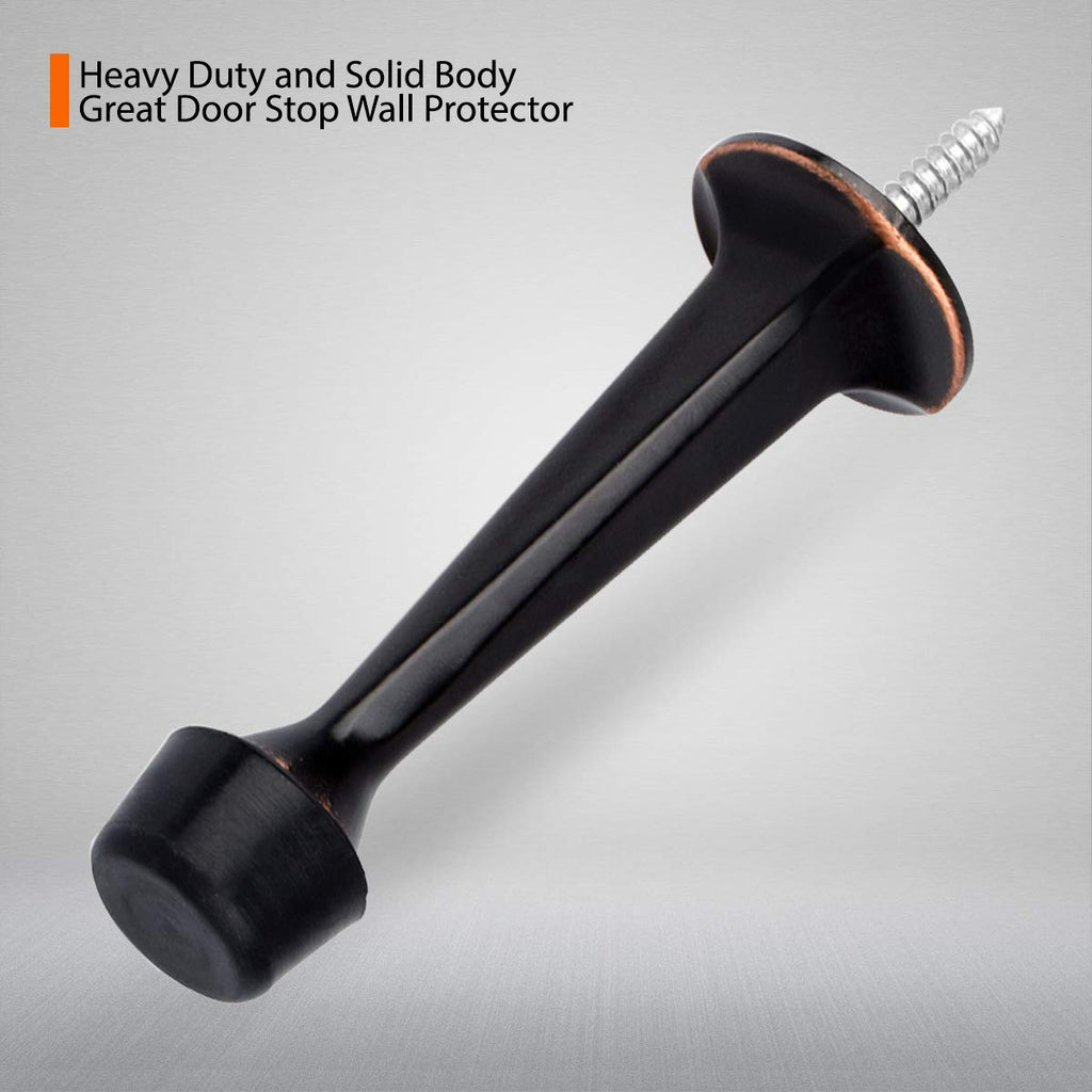 Kovosch 16 Pack Solid Rigid Door Stops - Heavy Duty Door Stoppers Wall Protector With Soft Rubber Tips, Oil Rubbed Bronze