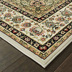 HomeRoots Polypropylene 7' x 10' Ivory Beige Machine Woven Oriental Indoor Area Rug