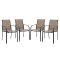 Vicllax Patio Stackable Dining Chairs Set For 4, Outdoor Metal Frame Dining Chairs For Front Porch Backyard Garden And Deck, Bro