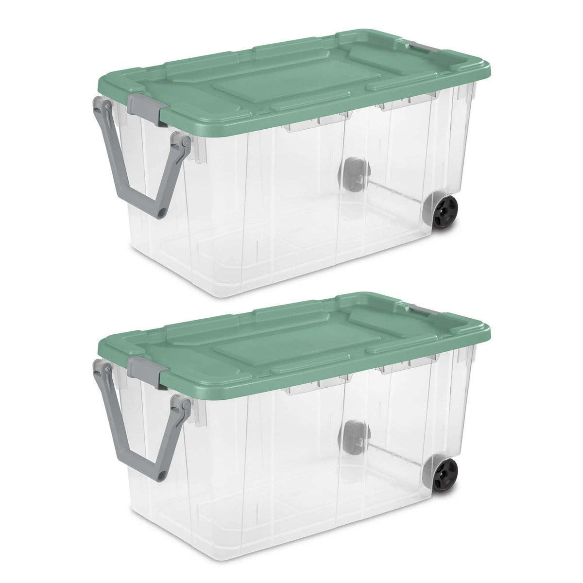 Ratoyal 160 Quart Extra Large Wheeled Storage Boxes 2 Pack, Clear Plastic Bins with Latching Lids, Durable Rolling Containers fo