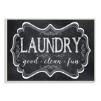 Stupell Home D  cor Laundry Good Clean Fun Chalk Look Wall Plaque Art, 10 x 0.5 x 15, Proudly Made in USA