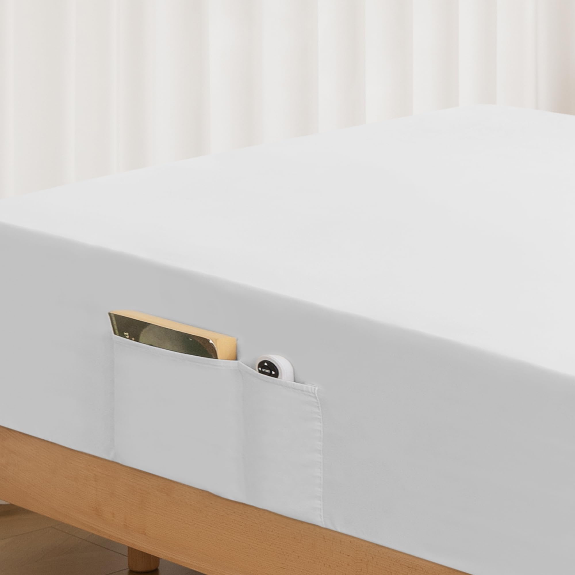 Twin Xl Fitted Sheet Only - With Phone Pocket On Side, Premium 1800 Super Soft & Cozy Microfiber, Wrinkle, Fade, Shrinkage Resis