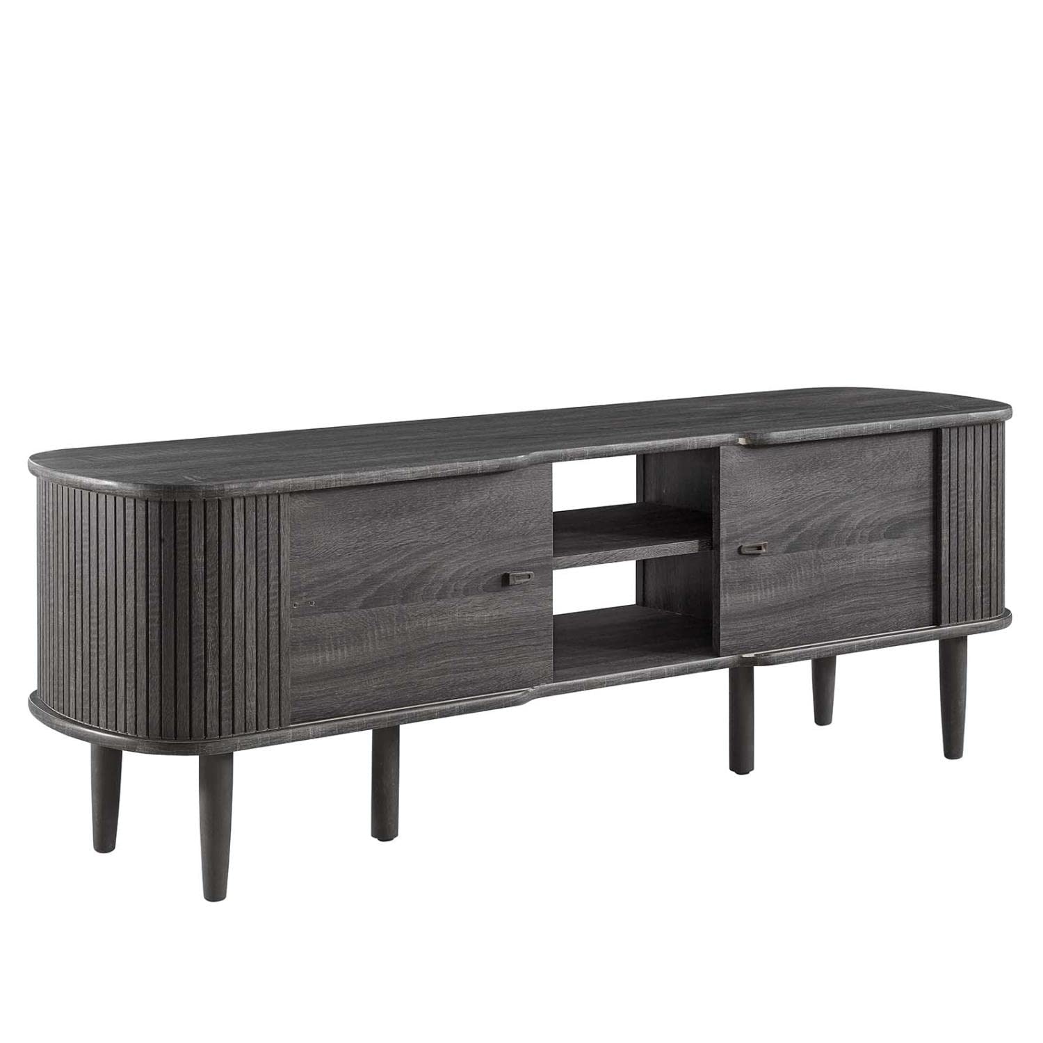 Modway Contour Mid-Century Modern 55&Quot; Media Tv Stand In Charcoal, 15 X 54.5 X 18.5