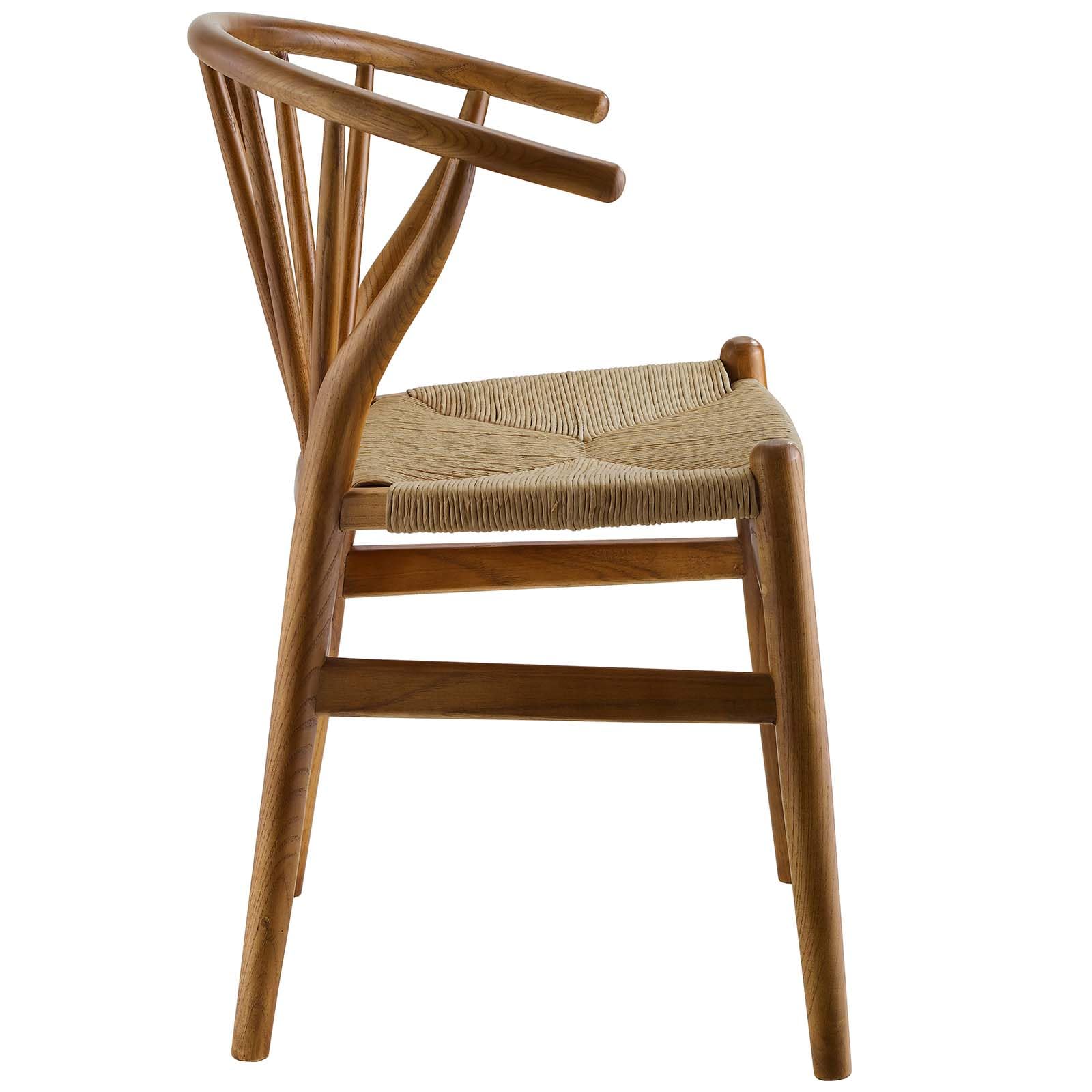 Modway Flourish Mid-Century Modern Rustic Farmhouse Wood Dining Chair In Walnut