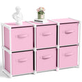 Briwooody 6 Cube Storage Organizer Bins with Shelf, Macaroon Pink