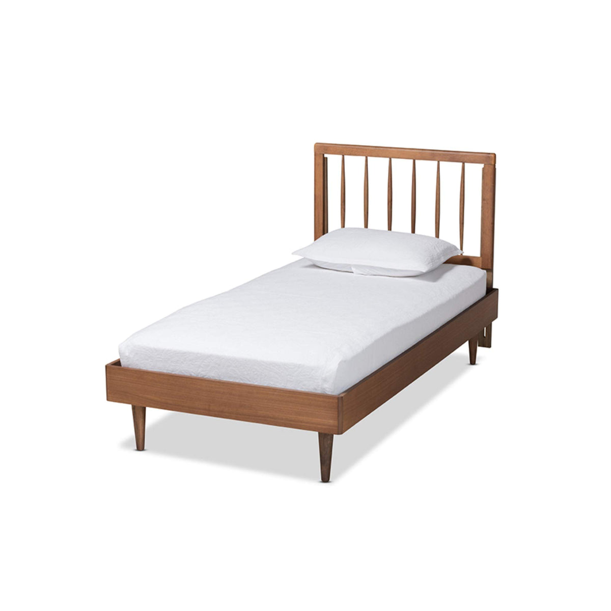 Baxton Studio Sora Mid-Century Modern Ash Walnut Finished Wood Twin Size Platform Bed