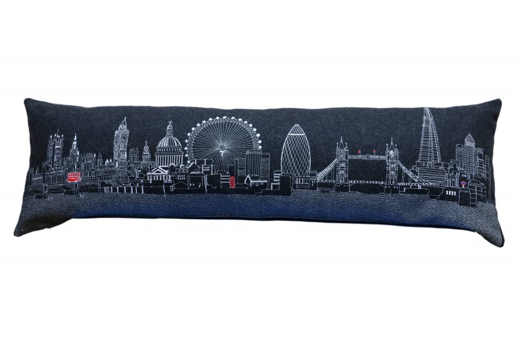 HomeRoots Grey 45' Black and White London Nighttime Skyline Lumbar Decorative Pillow