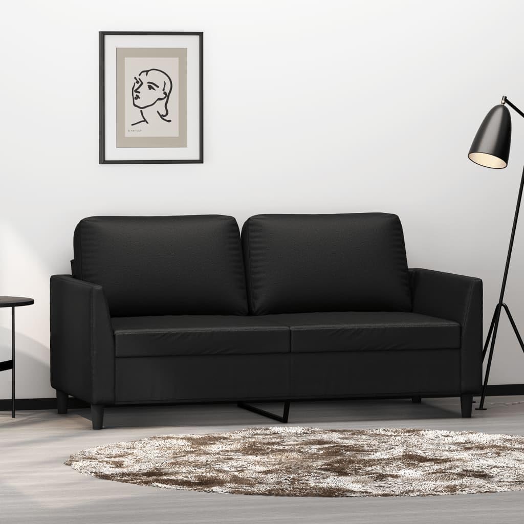 vidaXL Modern 2-Seater Sofa in Black Faux Leather - Comfortable and Easy-to-Clean Sofa for Home or Office Use?